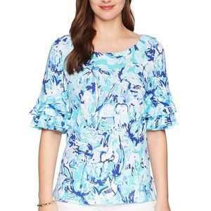 Lilly Pulitzer Elephant Appeal Lula ruffle tee